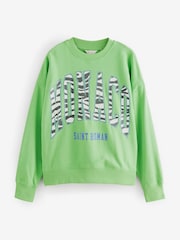 Grün - Rundhals-Sweatshirt mit Zebra-Print aus 100 % Baumwolle - Bild 5 von 7
