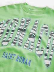 Grün - Rundhals-Sweatshirt mit Zebra-Print aus 100 % Baumwolle - Bild 6 von 7
