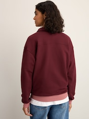 Burgundy Red Hamptons New York Sporty City Graphic Zip Neck Collar 100% Cotton Sweatshirt - Image 6 of 12