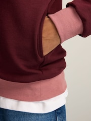 Burgundy Red Hamptons New York Sporty City Graphic Zip Neck Collar 100% Cotton Sweatshirt - Image 9 of 12