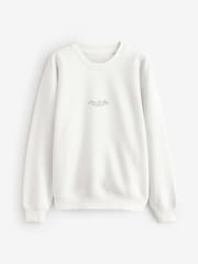 Ecru Relaxed Fit Back City Graphic Crew Neck Sweatshirt - Image 5 of 7