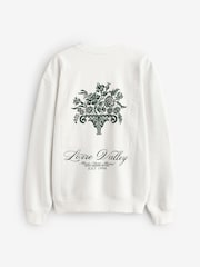 Ecru Relaxed Fit Back City Graphic Crew Neck Sweatshirt - Image 6 of 7