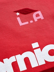 Red/Pink Longline Wide Sleeve Graphic Crew Neck Football Jersey Sweatshirt - Image 9 of 9