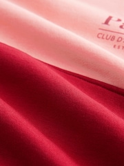 Burgundy Red/Pink - Suéter holgado de tela gruesa con diseño gráfico a rayas y eslogan de París - Imagen 8 de 8