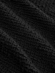 Black Textured Boucle Heavyweight Crew Neck Jumper - Image 7 of 7