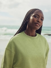Lime Green Cotton Rich Long Crew Neck Sweatshirt - Image 2 of 6