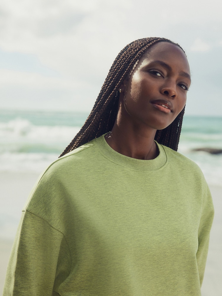Lime Green Cotton Rich Long Crew Neck Sweatshirt - Image 2 of 6