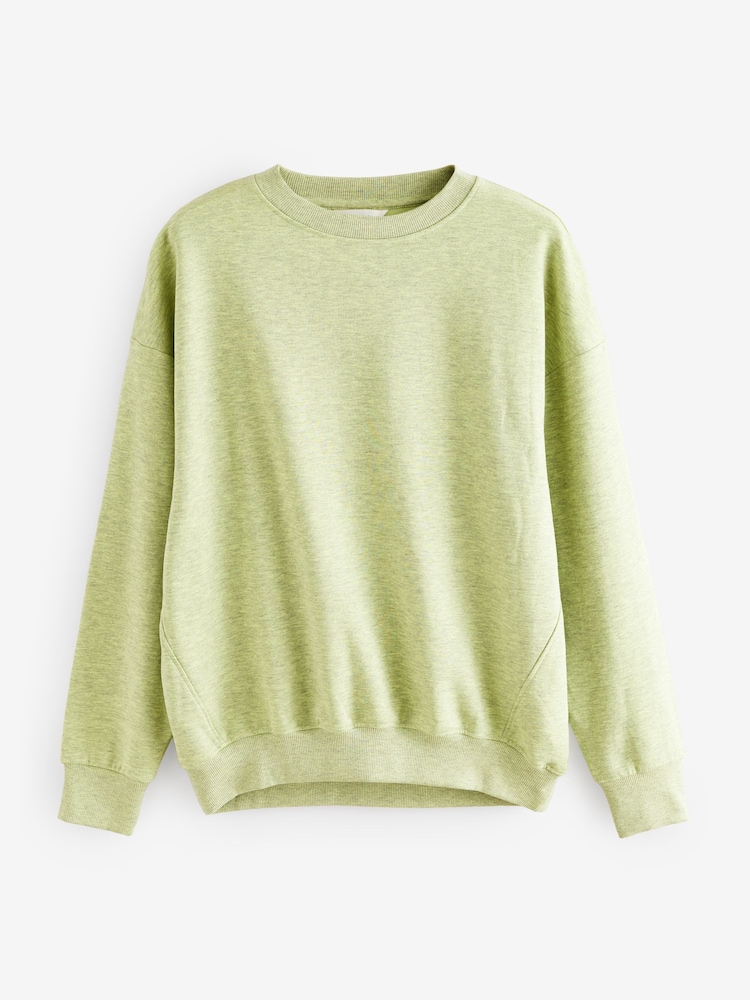 Lime Green Cotton Rich Long Crew Neck Sweatshirt - Image 4 of 6