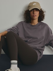 Chocolate Brown Cotton Rich Long Crew Neck Sweatshirt - Image 1 of 7
