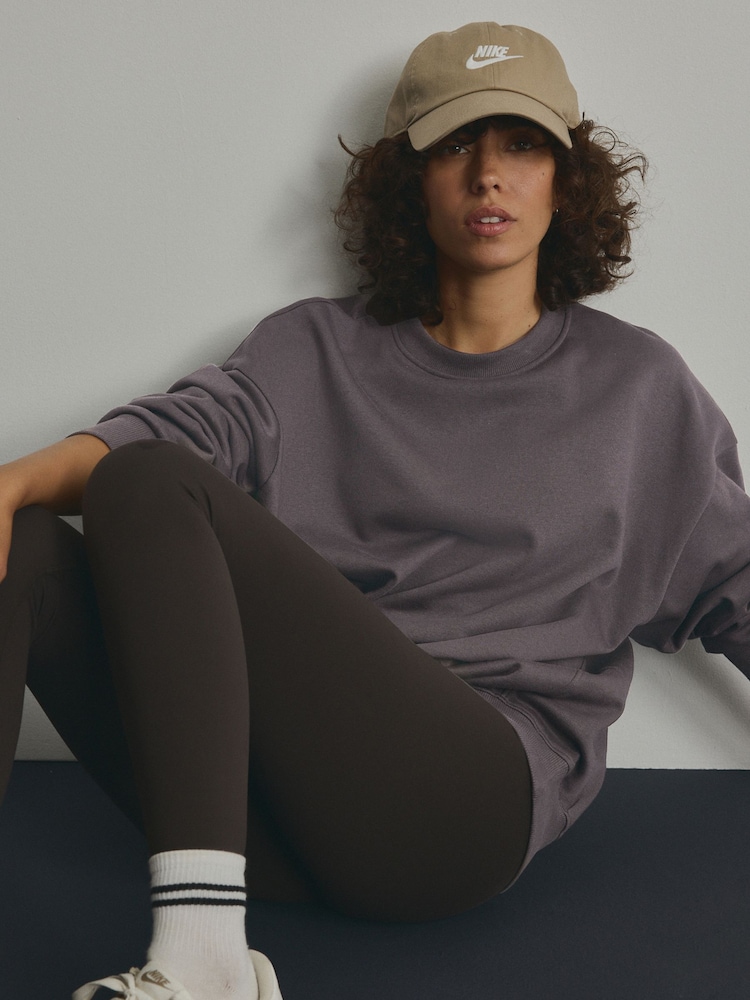 Chocolate Brown Cotton Rich Long Crew Neck Sweatshirt - Image 1 of 7