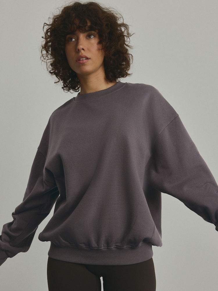 Chocolate Brown Cotton Rich Long Crew Neck Sweatshirt - Image 2 of 7