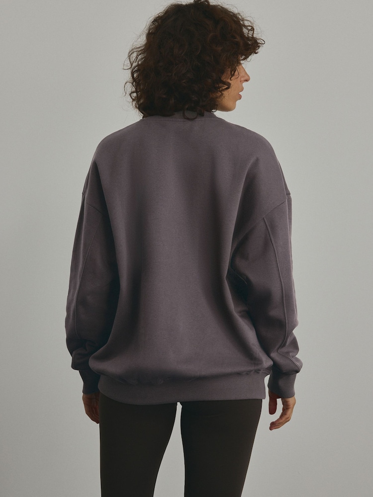 Chocolate Brown Cotton Rich Long Crew Neck Sweatshirt - Image 3 of 7