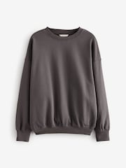 Chocolate Brown Cotton Rich Long Crew Neck Sweatshirt - Image 5 of 7