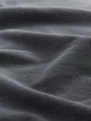 Black Washed Henley Button Neck Long Sleeve 100% Cotton Jersey Dress - Image 7 of 7