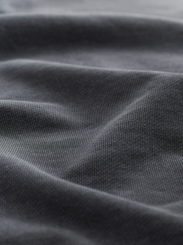 Black Washed Henley Button Neck Long Sleeve 100% Cotton Jersey Dress - Image 7 of 7