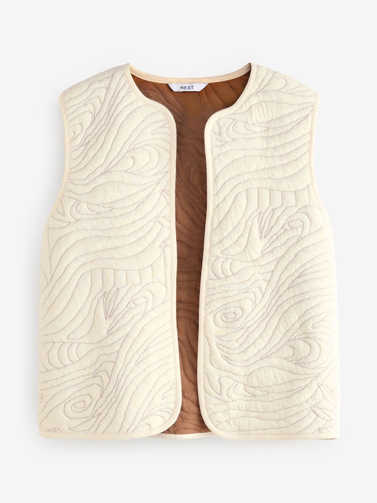 Ecru Quilted Pattern Stitch Jersey Gilet - Image 6 of 8