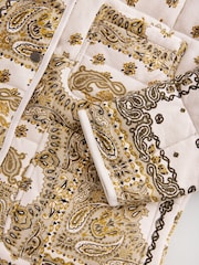 Paisley Ecru/Yellow Print Quilted Popper Front 100% Cotton Jacket - Image 6 of 8