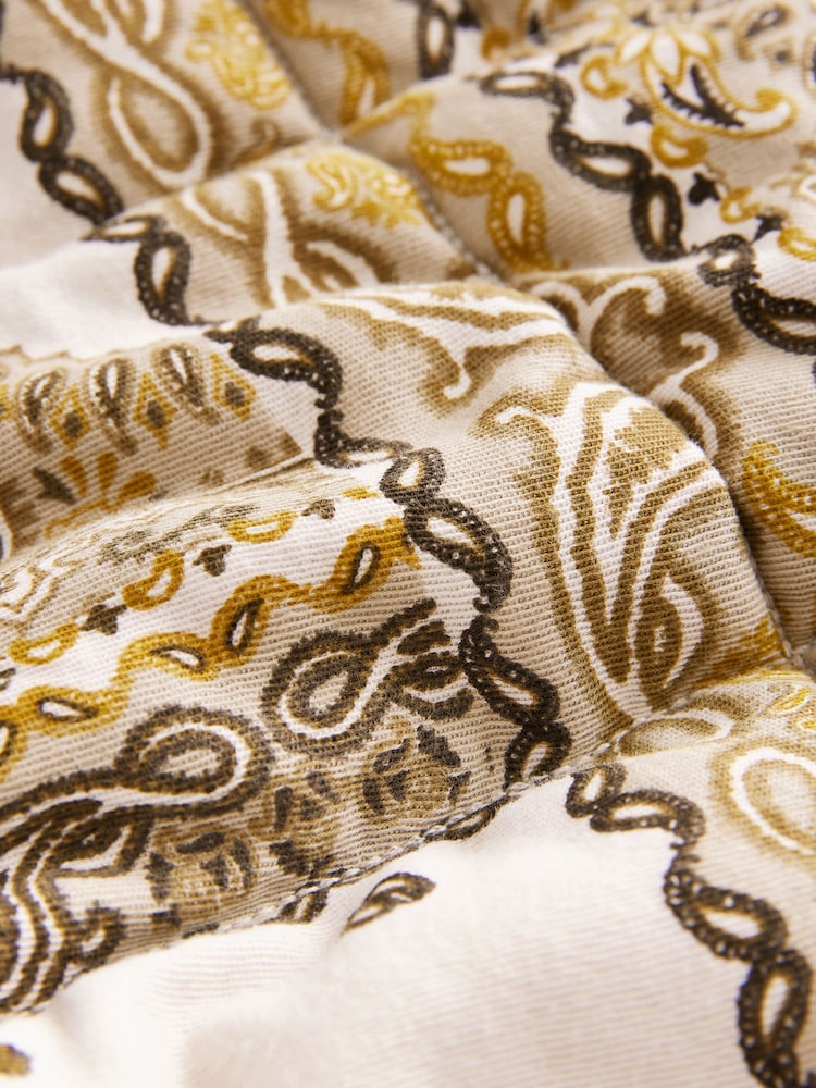 Paisley Ecru/Yellow Print Quilted Popper Front 100% Cotton Jacket - Image 8 of 8