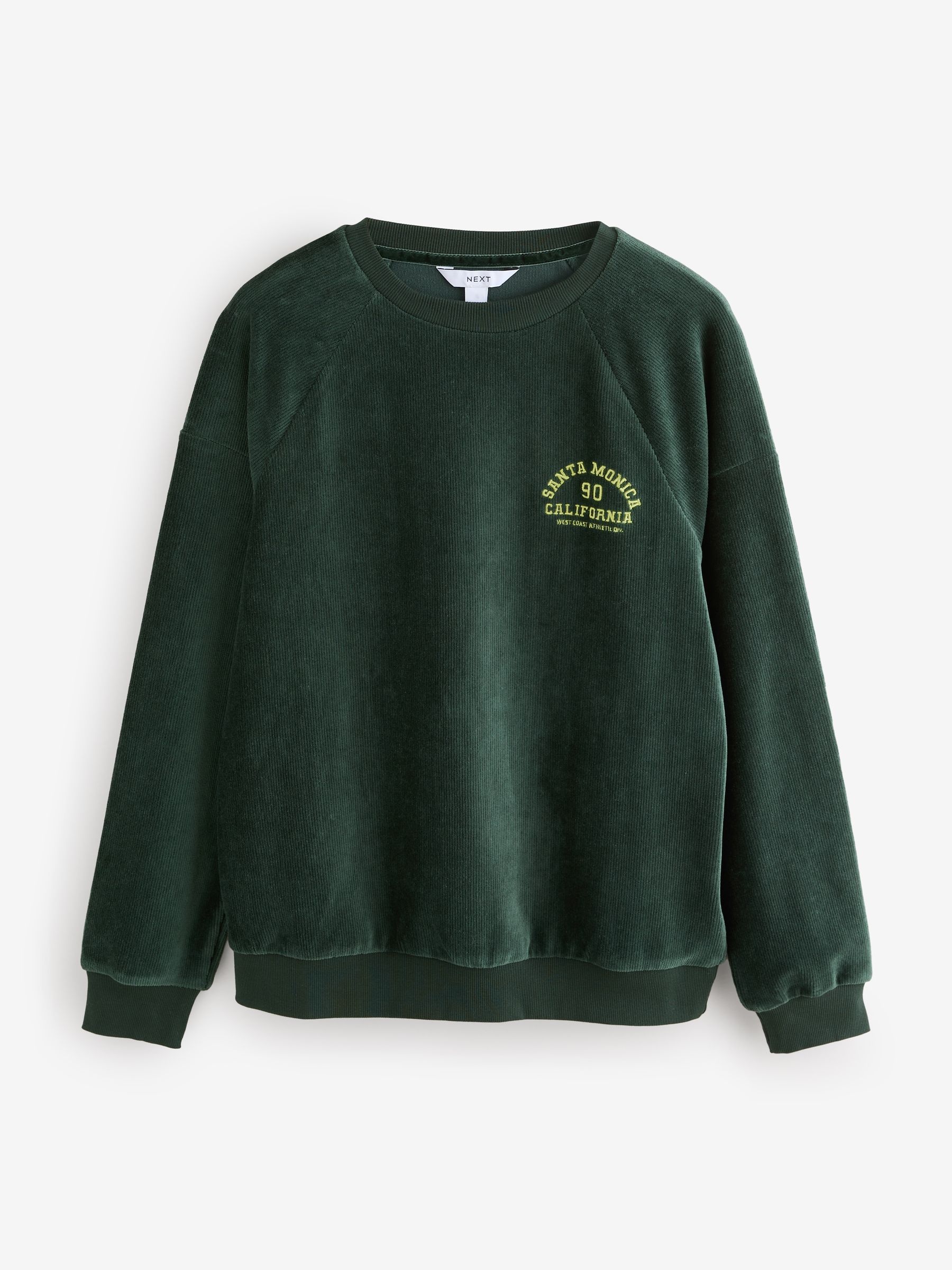Buy Forest Green Micro Cord Velvet Soft Touch Relaxed Fit Graphic Crew Neck  Sweatshirt from the Next UK online shop