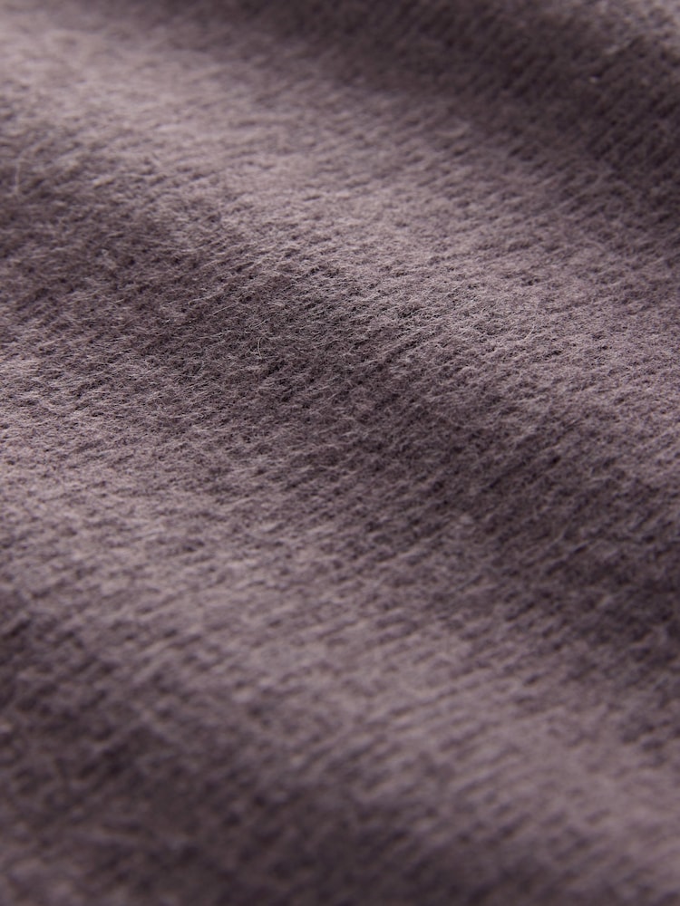 Slate Grey Mink Brown Cosy Soft Touch Rib Button Neck Henley Jumper Top - Image 8 of 8