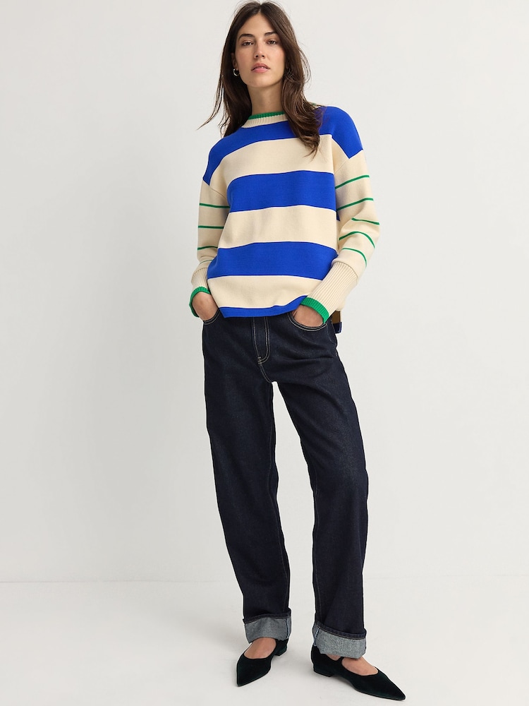 Green Compact Cosy Crew Neck Jumper With Side Split Detail - Image 3 of 7