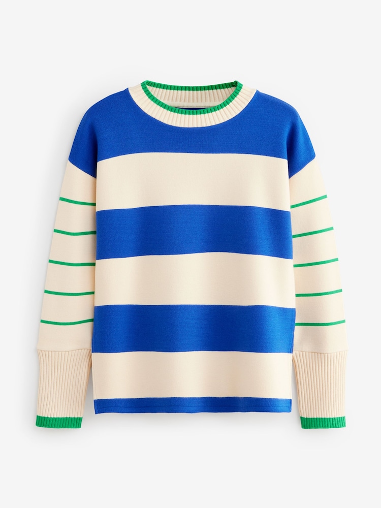 Green Compact Cosy Crew Neck Jumper With Side Split Detail - Image 6 of 7