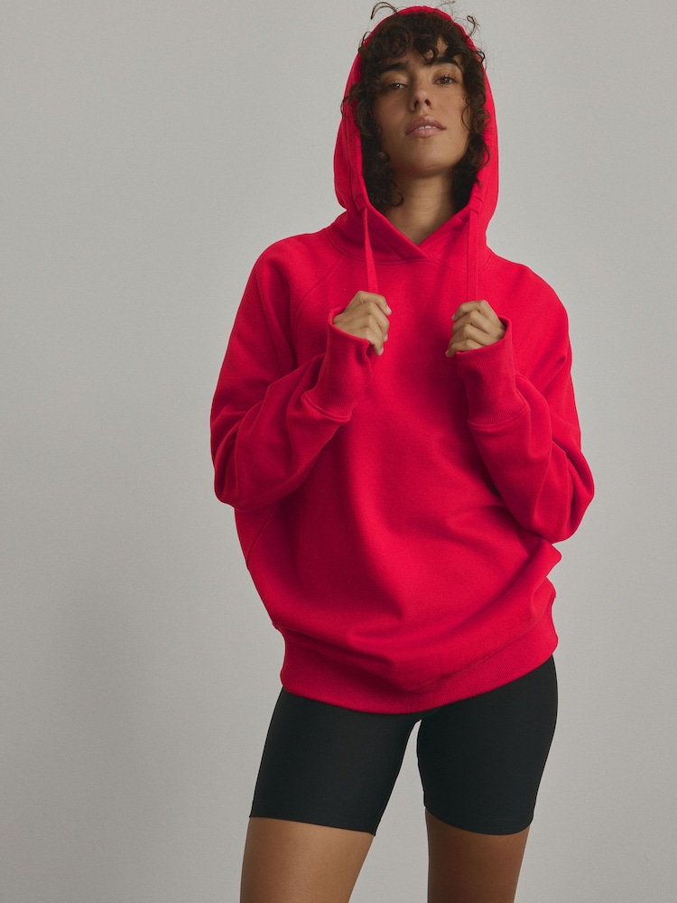 Bright Red Crimson Active Longline Overhead Hoodie - Image 1 of 8