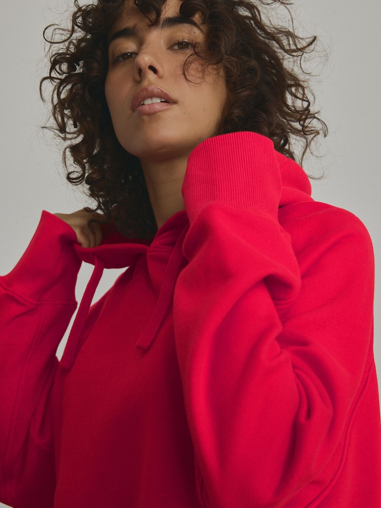 Bright Red Crimson Active Longline Overhead Hoodie - Image 2 of 8