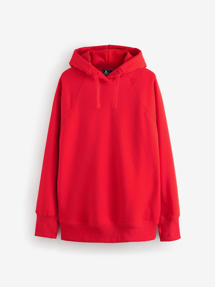 Bright Red Crimson Active Longline Overhead Hoodie - Image 6 of 8