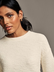 Neutral Textured Boucle Heavyweight Crew Neck Jumper - Image 4 of 7