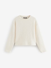 Neutral Textured Boucle Heavyweight Crew Neck Jumper - Image 5 of 7