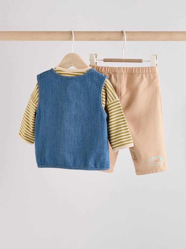 Verde/Neutru - Set Bebeluș Gilet și Pantaloni 3 Pieces (0ms-2yrs) - Image 10 of 18