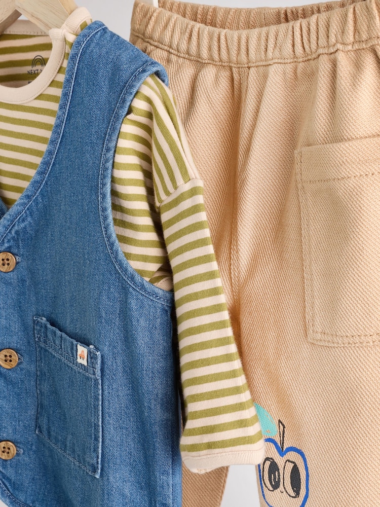 Verde/Neutru - Set Bebeluș Gilet și Pantaloni 3 Pieces (0ms-2yrs) - Image 13 of 18