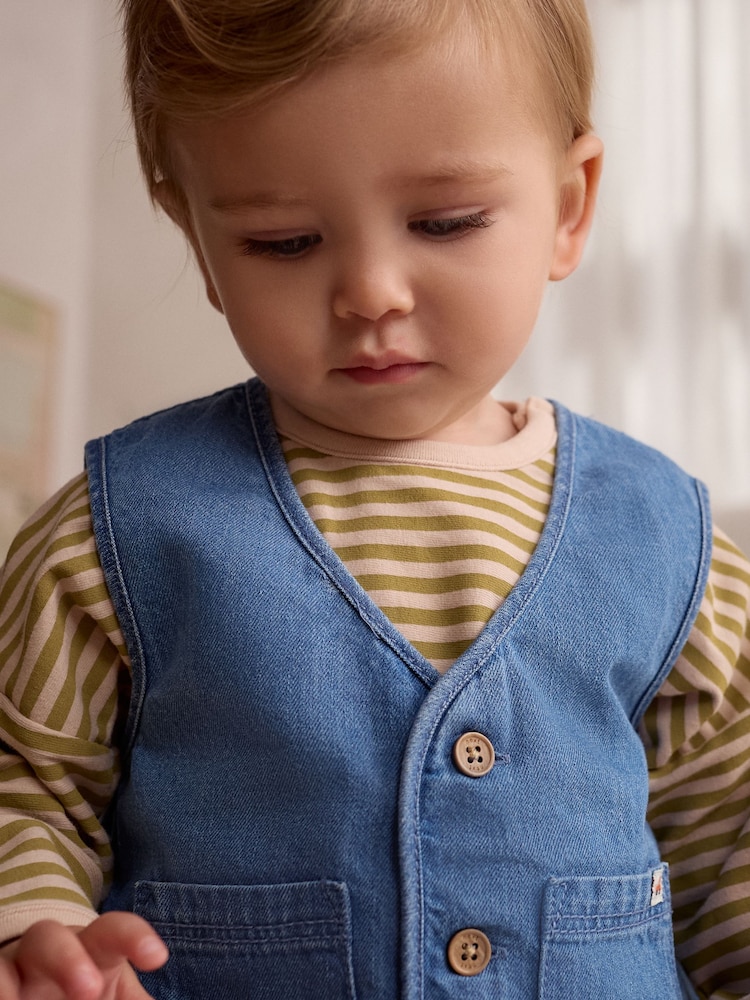 Verde/Neutru - Set Bebeluș Gilet și Pantaloni 3 Pieces (0ms-2yrs) - Image 5 of 18