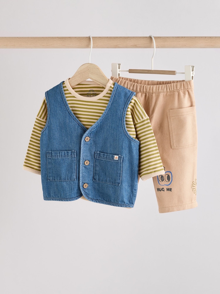 Verde/Neutru - Set Bebeluș Gilet și Pantaloni 3 Pieces (0ms-2yrs) - Image 6 of 18
