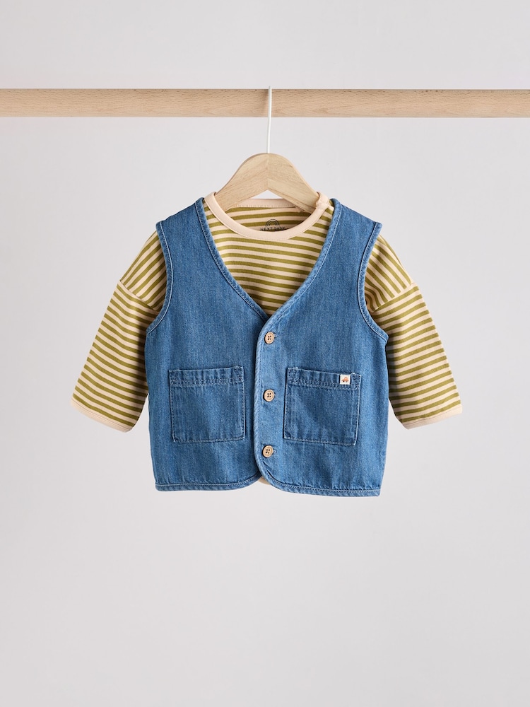 Verde/Neutru - Set Bebeluș Gilet și Pantaloni 3 Pieces (0ms-2yrs) - Image 7 of 18