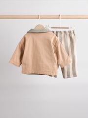 Rayas neutras - 100% Cotton Baby Shirt and Trousers Set 3 Piece (0mths-2yrs) - Imagen 2 de 17