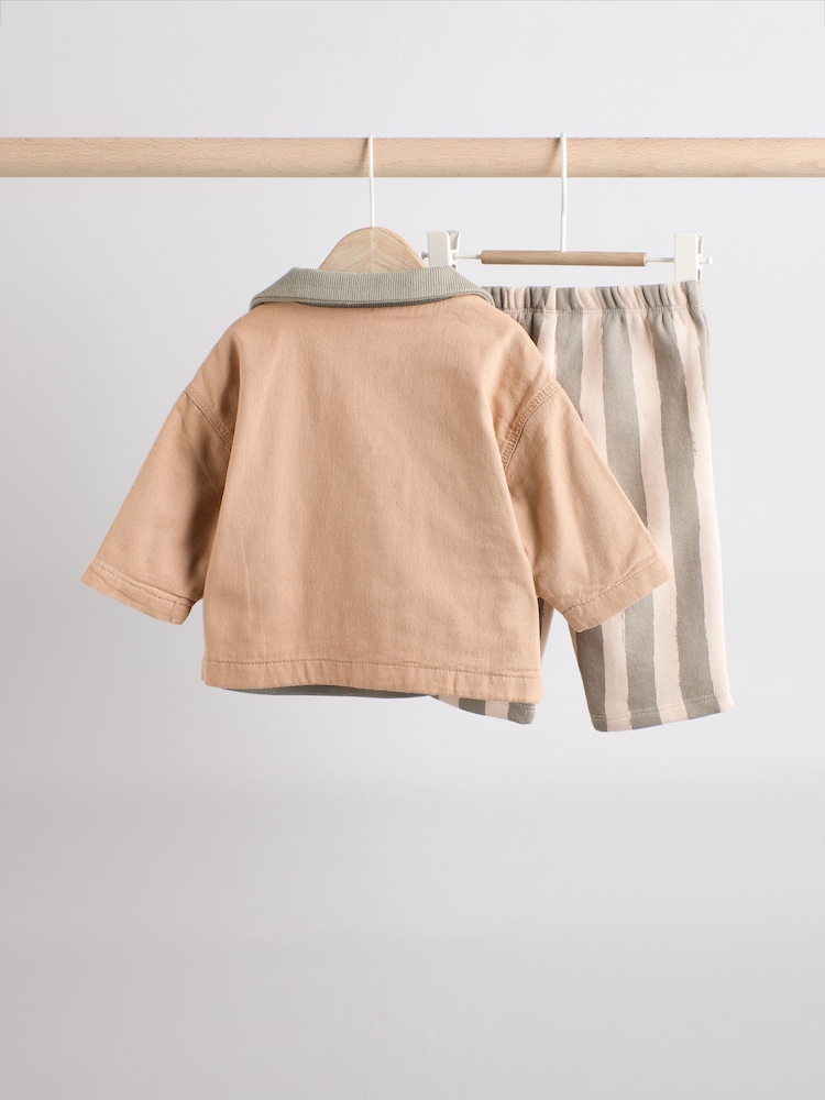 Rayas neutras - 100% Cotton Baby Shirt and Trousers Set 3 Piece (0mths-2yrs) - Imagen 2 de 17
