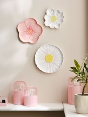 Set of 3 White Ceramic Flower Wall Art - Image 1 of 6