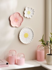 Set of 3 White Ceramic Flower Wall Art - Image 2 of 6