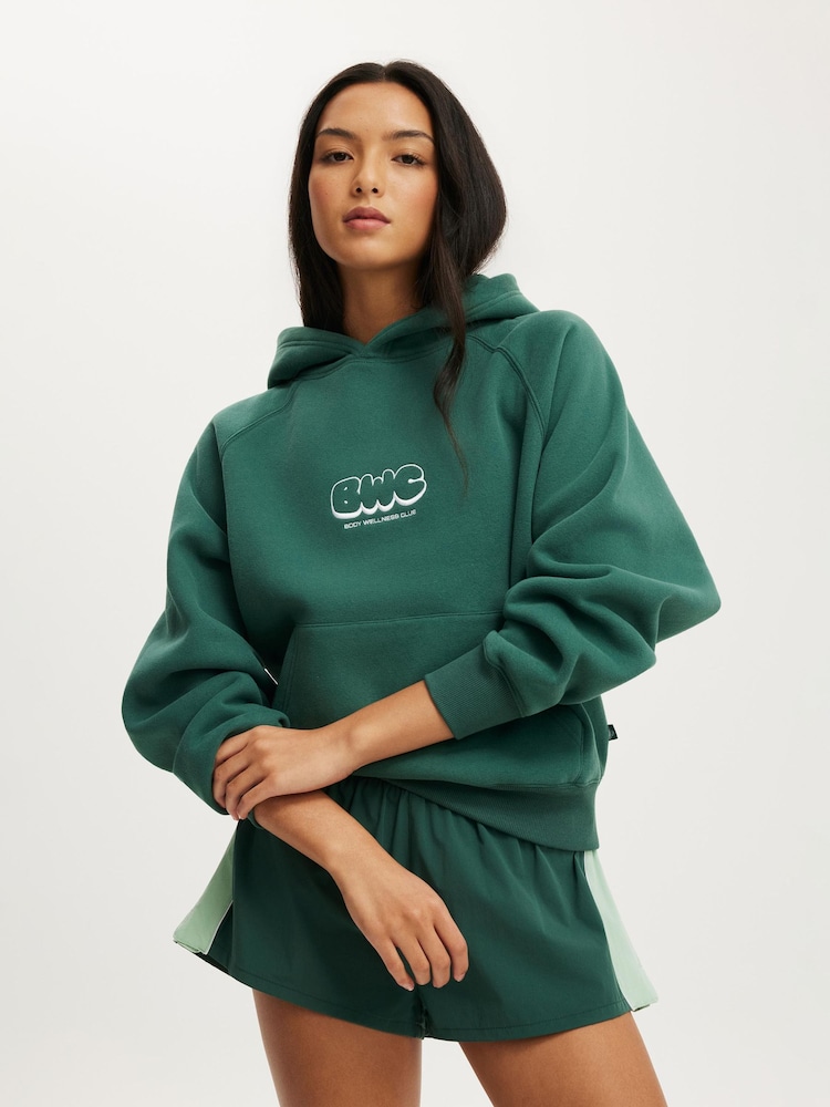 Cotton On Green Plush Premium Graphic Raglan Hoodie - Image 1 of 5