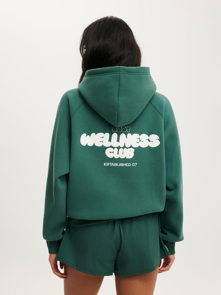 Cotton On Green Plush Premium Graphic Raglan Hoodie - Image 2 of 5