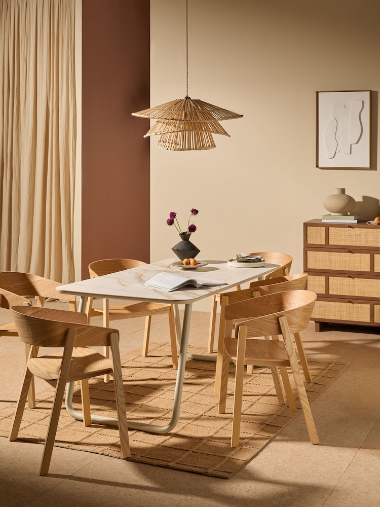 MADE.COM White Dwyer Ceramic Marble 6 Seater Fixed Dining Table - Image 1 of 5