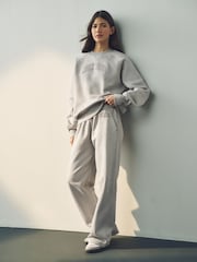 French Grey Wide Leg Tonal City Graphic Joggers - Image 1 of 7