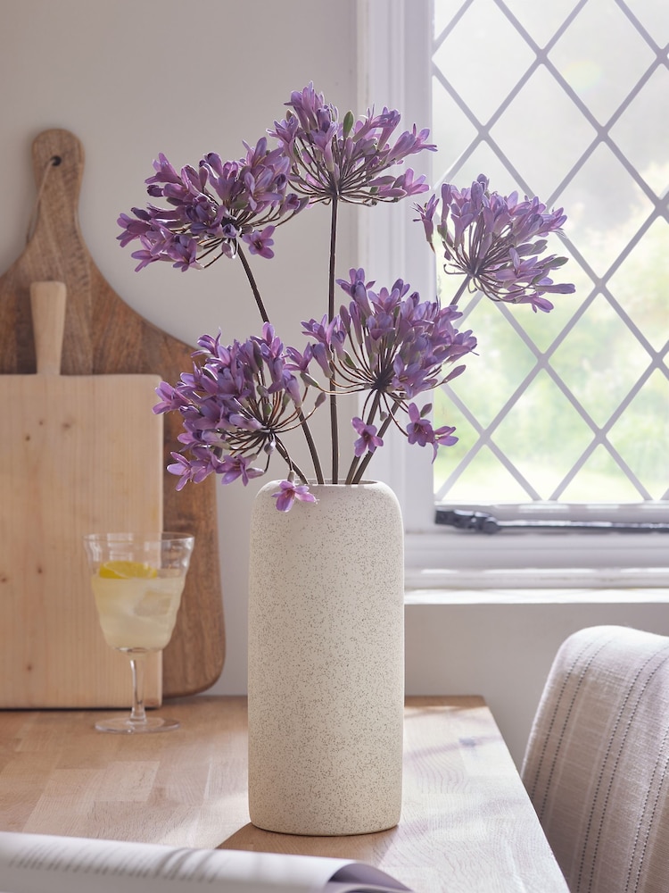 Purple Artificial Agapanthus Arrangement in a Tall Ceramic Vase - Image 1 of 3