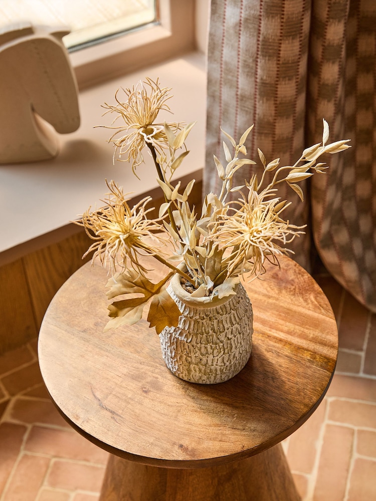 Natural Artificial Wild Thistle Arrangement in Textured Ceramic Pot - Image 2 of 6