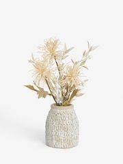 Natural Artificial Wild Thistle Arrangement in Textured Ceramic Pot - Image 5 of 6