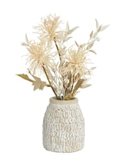 Natural Artificial Wild Thistle Arrangement in Textured Ceramic Pot - Image 7 of 7