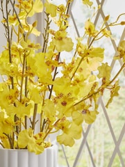 Yellow Artificial Orchid and Twig Arrangment In Tall Ceramic Vase - Image 2 of 3