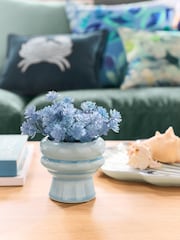 Blue Succulent Plant In Mini Ceramic Vase - Image 1 of 2